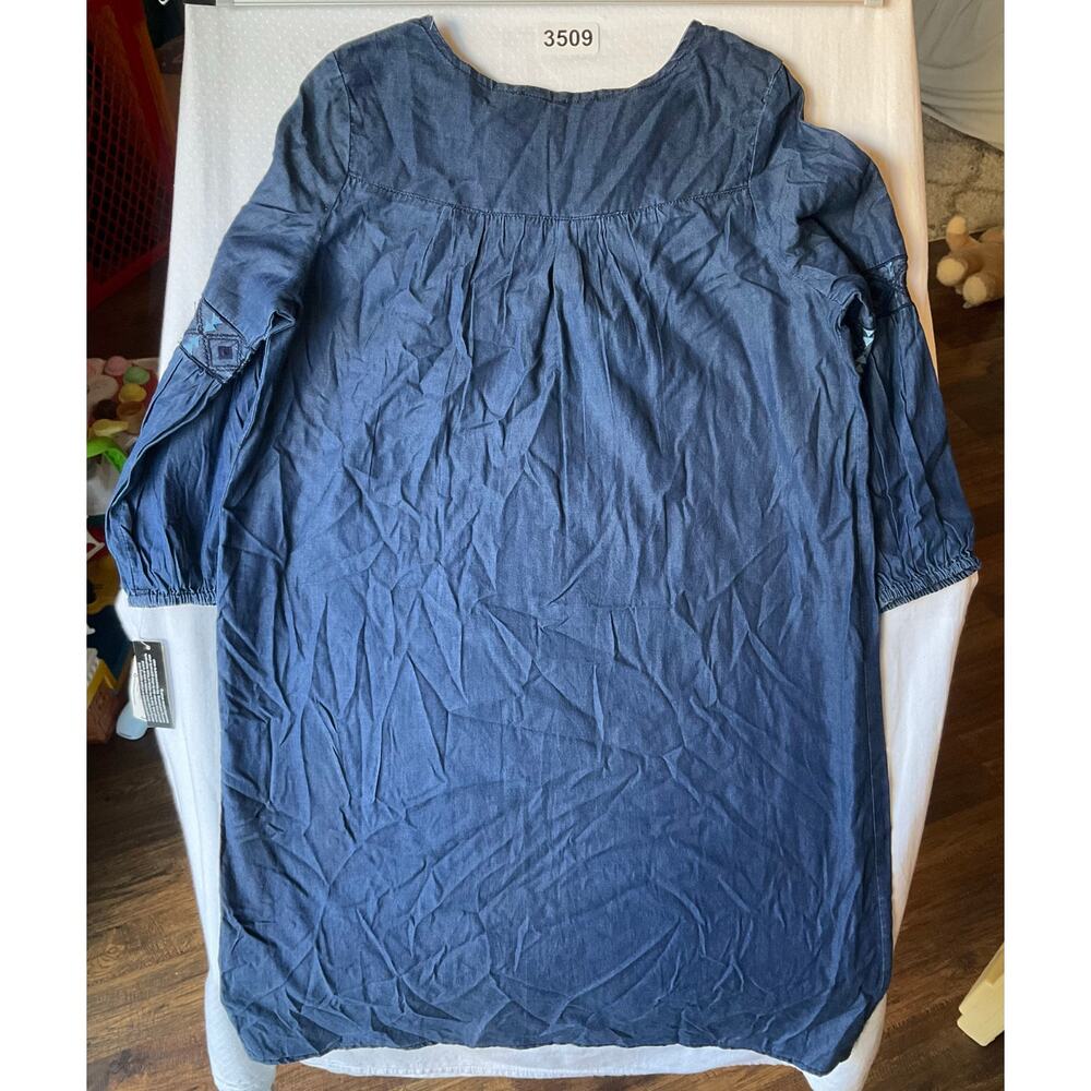 New Directions Women Long Sleeve V-neck Soft Denim Casual Midi Dress size M,Blue - Picture 10 of 10